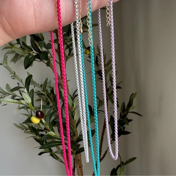 14k Plated Enameled Colorful Chain Necklaces - Picture 3 of 11